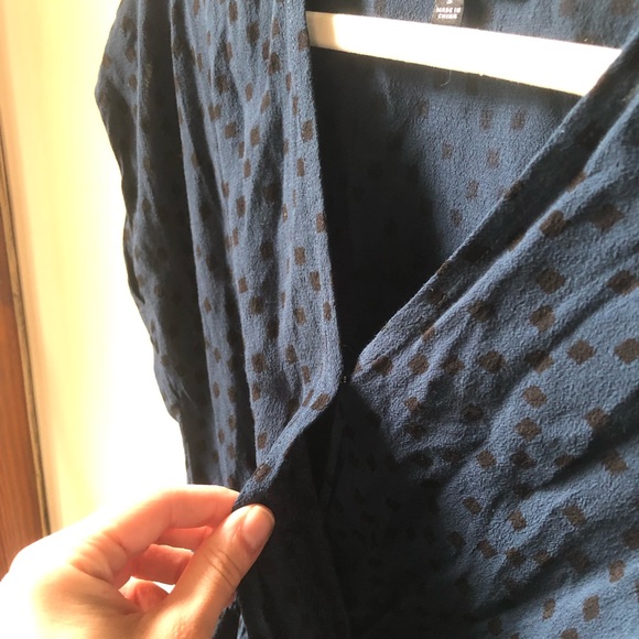 Madewell Wrap Front Mini Dress (navy brushstroke diamond, size S) - Picture 3 of 6
